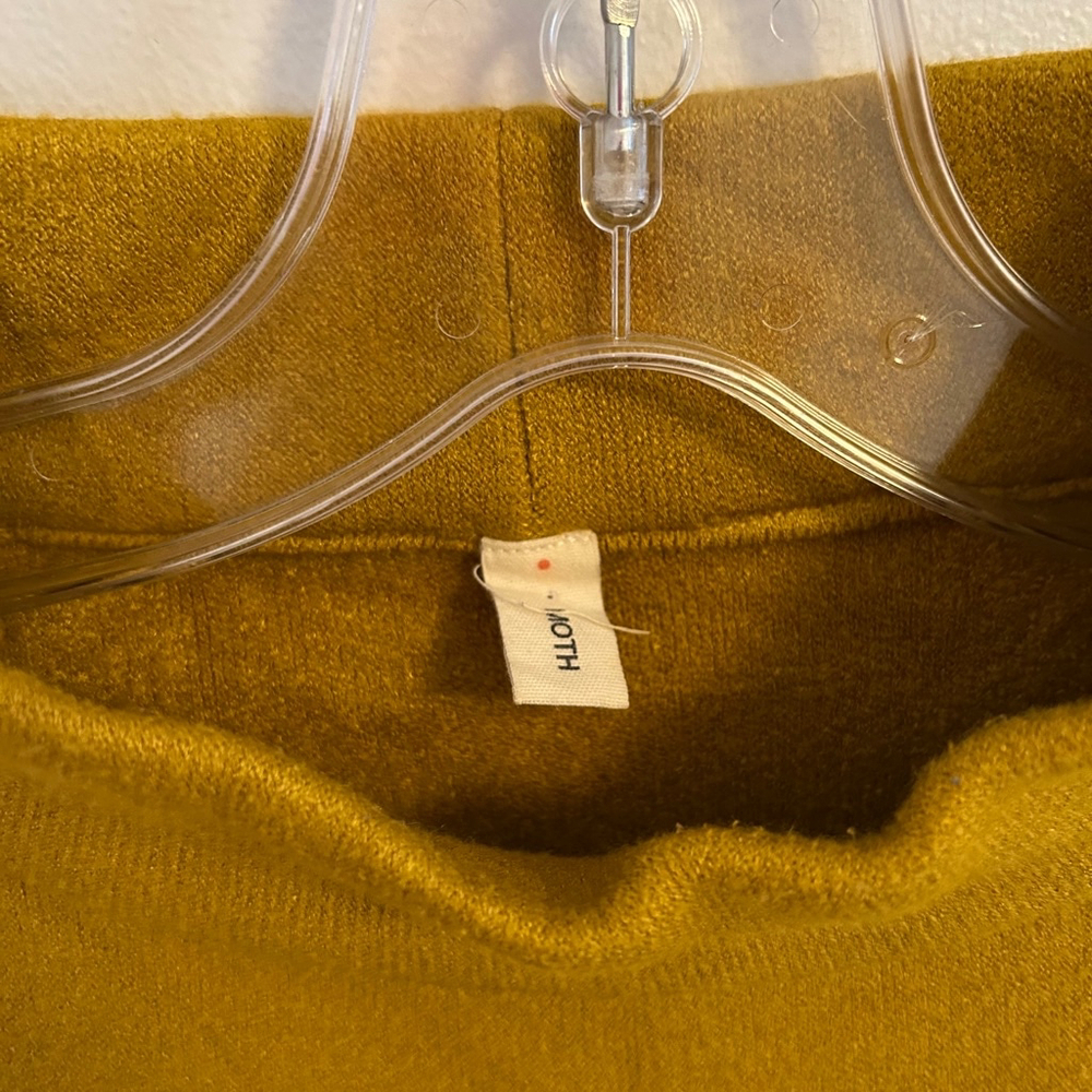 Moth Anthropologie Mock Neck Sweater Yellow Striped Knit Size Small Soft Cozy - Picture 5 of 11